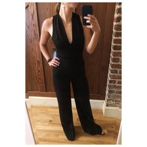 NWT Lulu’s Thinking Out Black Backless Jumpsuit